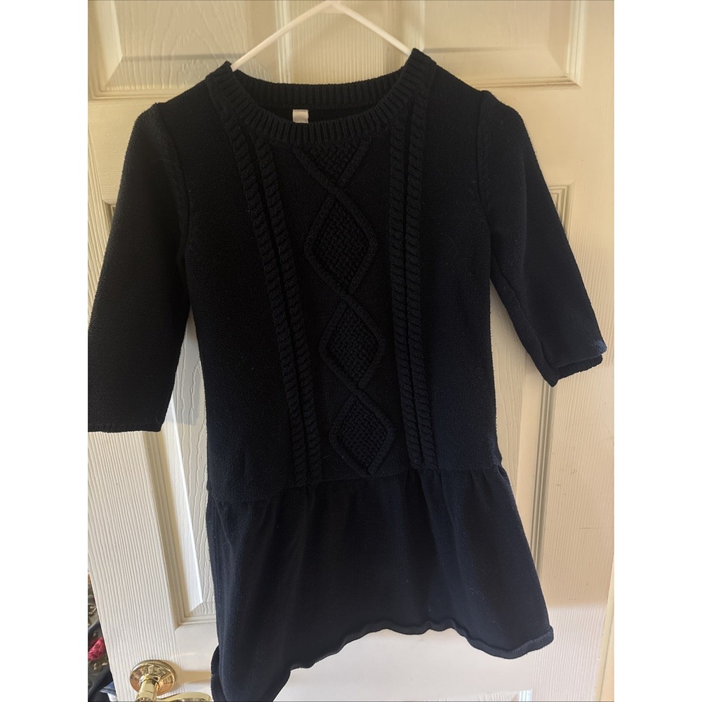 Cherokee Girls Sweater Dress XL 14/16 Black Glitter Cable Knit Long Sleeve